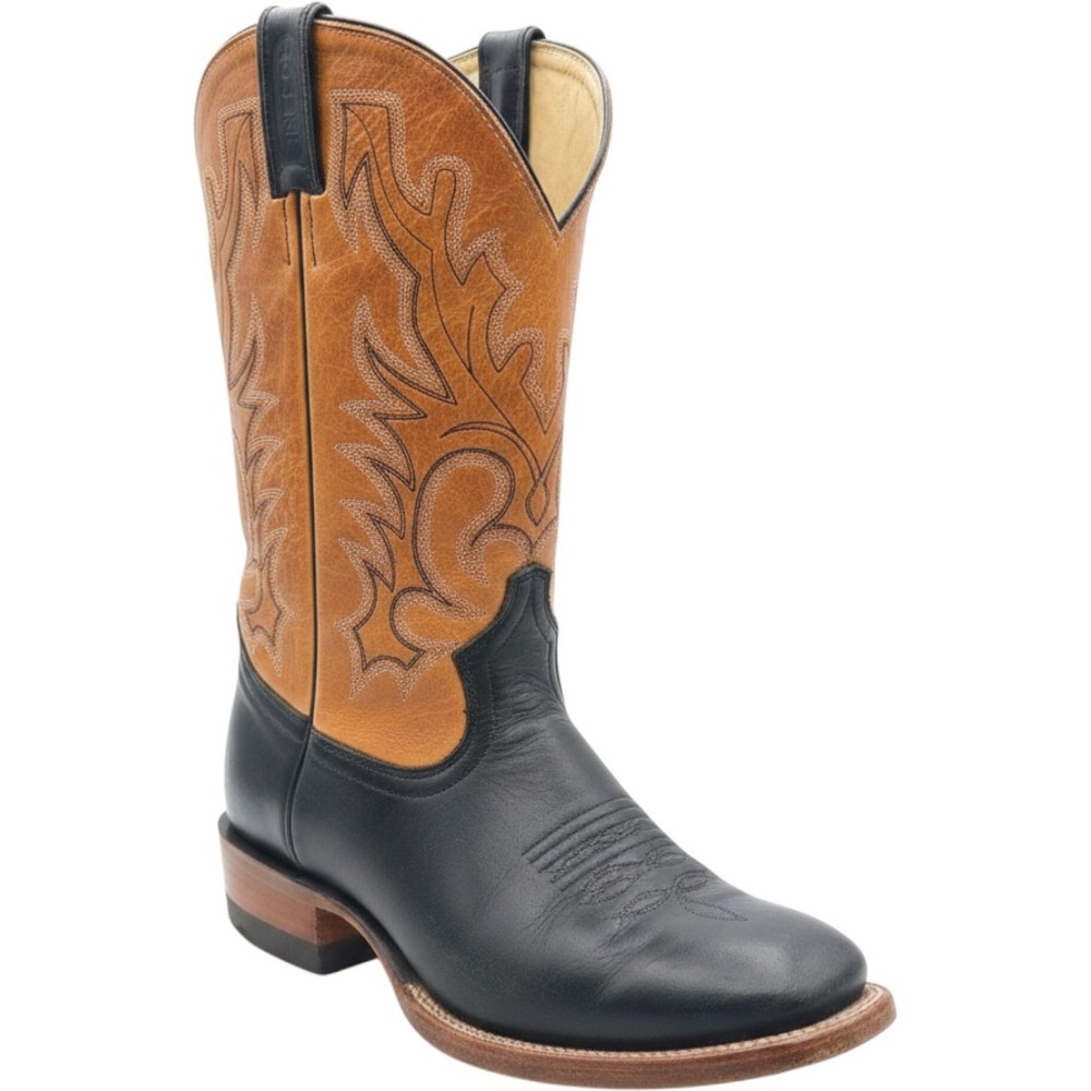 Boulet Cowboy Boots Women 6.5 Black Brown Leather Western Stitched 2178